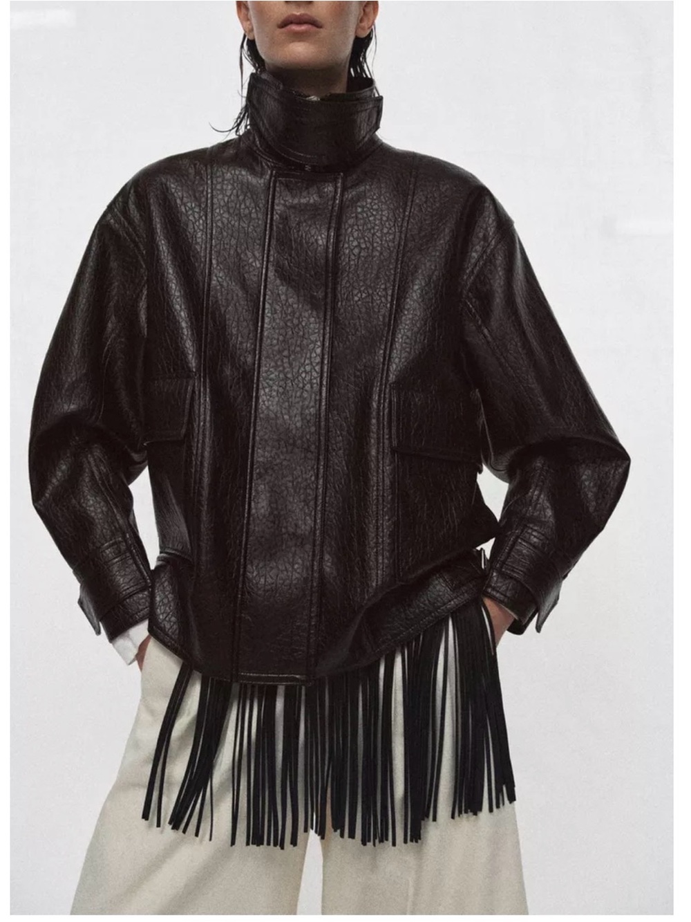 Zara FAUX LEATHER JACKET ZW COLLECTION